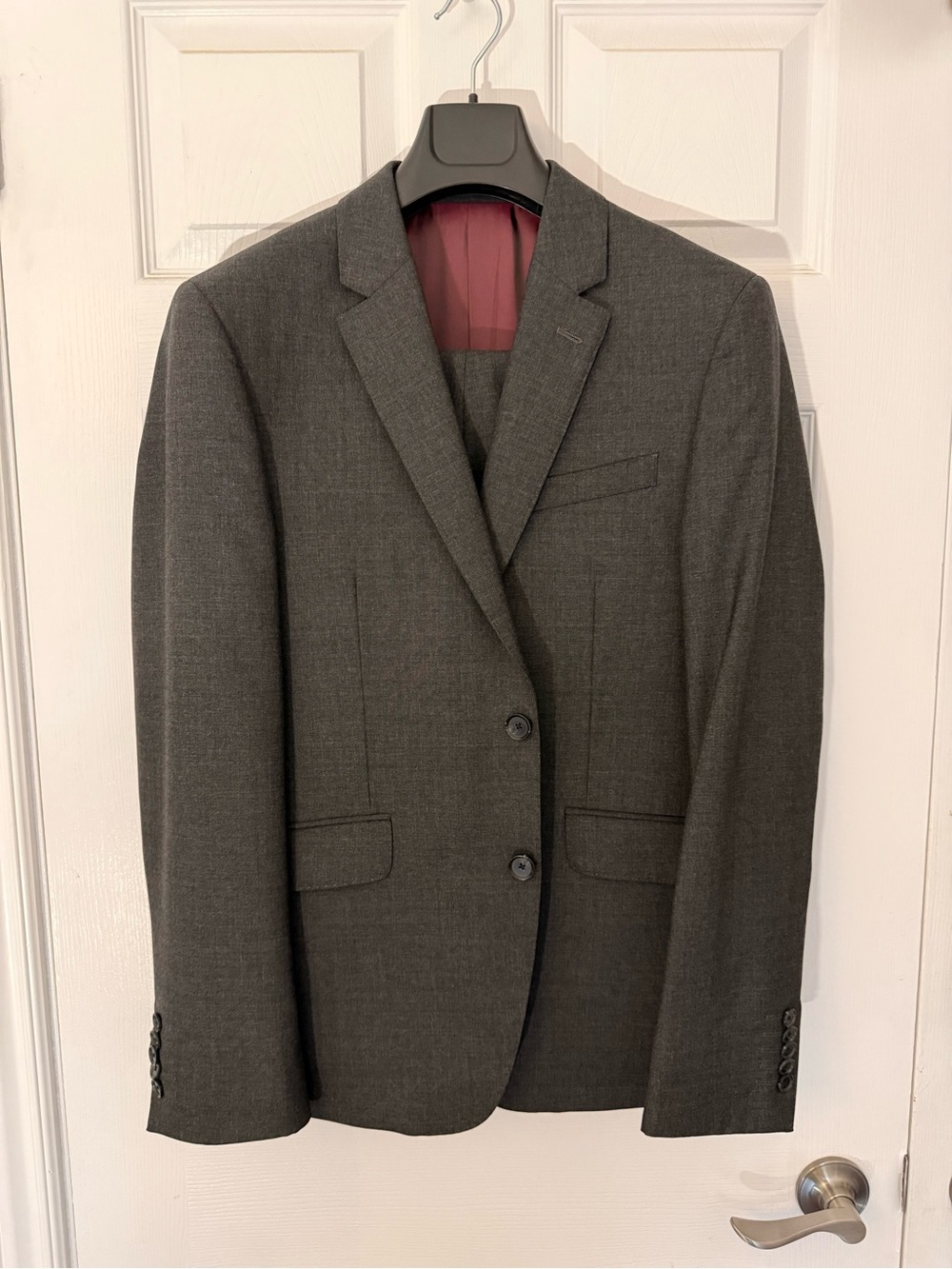 T.M.Lewin Charcoal Gray Two-Button Wool Three Piece Suit